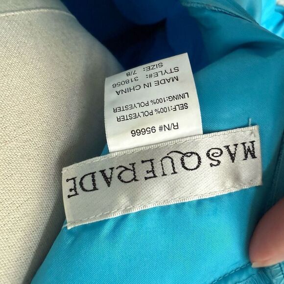 Vintage Y2K Masquerade Turquoise Blue Cinderella Gown Formal Dress 7 8 - Picture 10 of 12